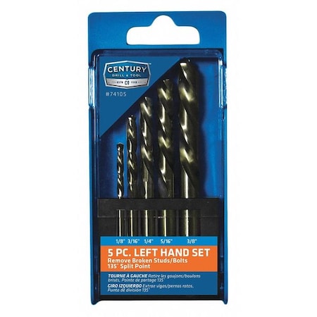 Century Drill & Tool 5 Piece Left Hand Drill Bit Set 74105