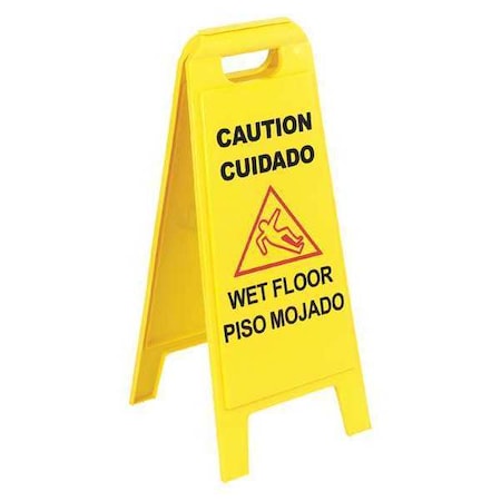 Carlisle Foodservice Wet Floor Sign, Eng/Span, Yellow, 25in, PK6 3690000