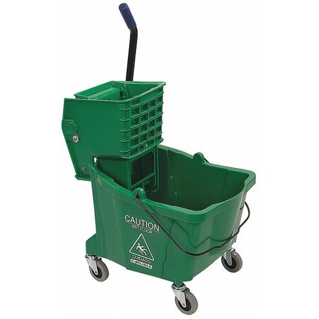 Carlisle Foodservice Mop Bucket, Side Press Wringer, 35qt, Green 3690409