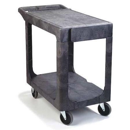 Carlisle Foodservice Flat Shelf Utility Cart, 40inx19in, Gray, Polypropylene, 500 lb Load Capacity, 2 Shelves, 40.38 in L UC194023