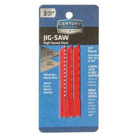 Century Drill & Tool 3 Piece High Speed Steel Jig-Saw Blade Set 06903