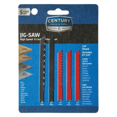 Century Drill & Tool 6 Piece Alloy and HSS Jig-Saw Blade Set 06905