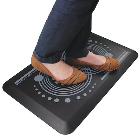 Floortex Antifatigue Mat, 24" L x 16" W, 43/64" Thickness, Polyurethane, Smooth, Black FCA21624BK