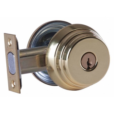 Arrow Lock Deadbolt, Cylindrical, Bright Brass Finish E61 3