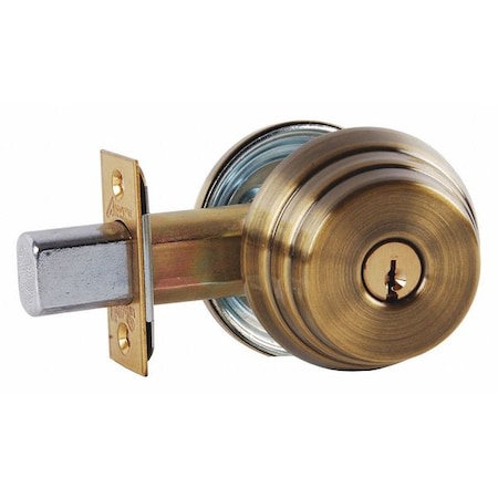 Arrow Lock Deadbolt, Cylindrical, Antique Brass E61 5A