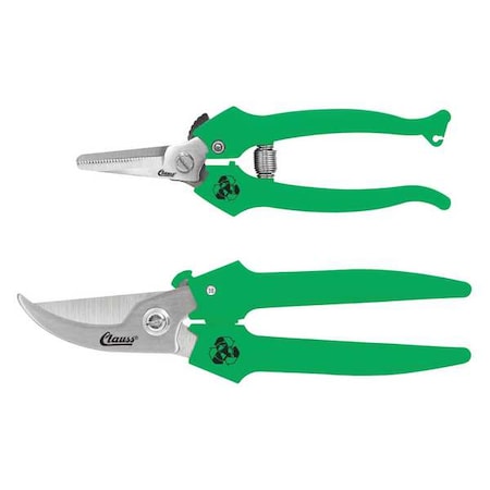 Clauss Pruner and Cutter Set, 1/2 in, 1/4 in Cut Cap, Stainless steel 1-1/4" L Blade, ABS/TPR Handle 19569