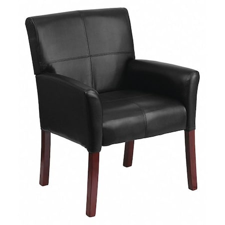 Flash Furniture Contemporary Executive Side Reception Chair, Black Seat, Wood Back, 26 1/2" W 23" L 35-1/4" H BT-353-BK-LEA-GG