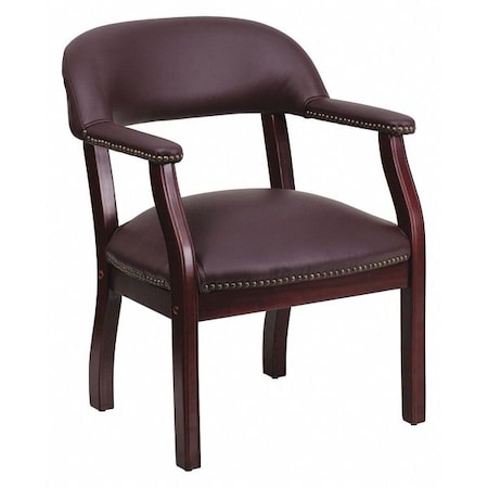 Flash Furniture Traditional Luxurious Conference Chair, Burgundy Seat, Wood Back, 24" W 27" L 31-1/2" H B-Z105-LF19-LEA-GG