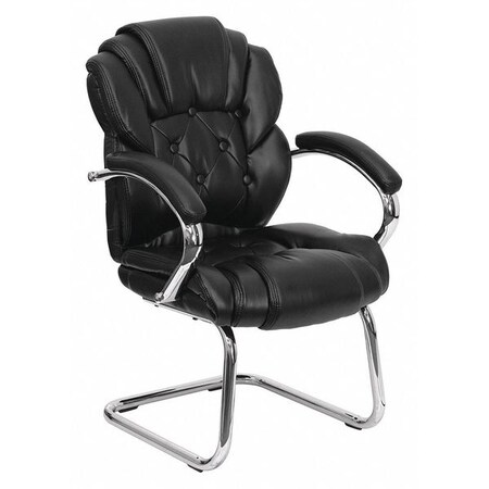 Flash Furniture BlackSide Chair, 25-1/4"W25"L39-1/4"H, Fixed, LeatherSeat GO-908V-BK-SIDE-GG