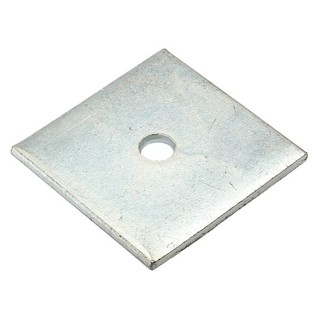 Zoro Select Square Washer, Fits Bolt Size 1/4 in , Low Carbon Steel Zinc Plated Finish Z8926-ZN