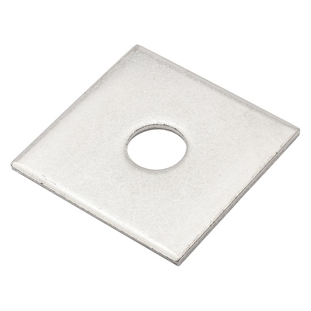 Zoro Select Square Washer, Fits Bolt Size 1/2 in , 18-8 Stainless Steel Plain Finish Z8928-188