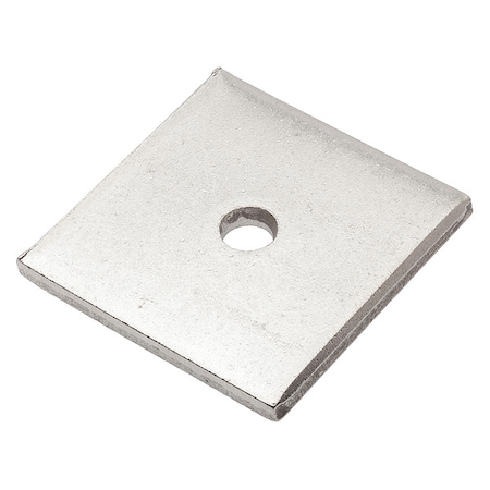 Zoro Select Square Washer, Fits Bolt Size 1/4 in , 18-8 Stainless Steel Plain Finish Z8935-188