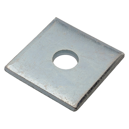 Zoro Select Square Washer, Fits Bolt Size 1/2 in , Low Carbon Steel Zinc Plated Finish Z8937-ZN