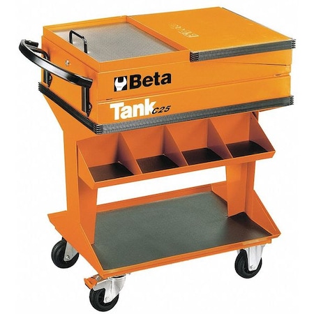 Beta C25 Industrial Tool Cart, Fold-Out Shelf, Orange C25
