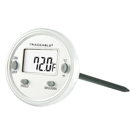 Control Co Waterproof Thermometer, LCD, Stinlss Steel 4202