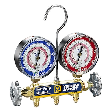 Yellow Jacket Manifold Gauge Set, 3 1/8 in Gauge 42041