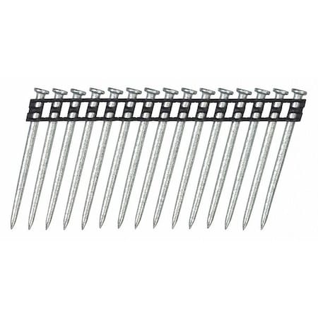Dewalt Collated Concrete Nail, 2-1/4 in L, 0.137 in, Zinc Plated, Flat Head, 15 Degrees, 500 PK DCN890225
