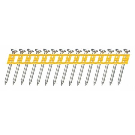 Dewalt Collated Concrete Nail, 1-1/4 in L, 0.102 in, Zinc Plated, Flat Head, 15 Degrees, 1000 PK DCN890125