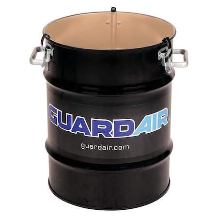 Guardair Open Head Vacuum Drum, Steel, 10 gal, Unlined, Black N100