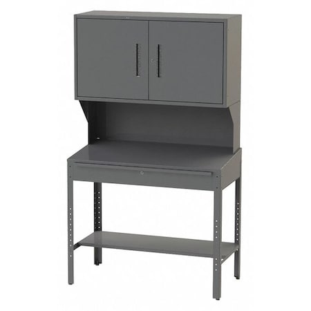 Greene Manufacturing Open, Hutch Shop Desk, 72" H, Charcoal ECB-13UH