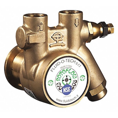 Fluid-O-Tech Pump, 3/8" NPTF, 49 Max. GPH, Brass, Bypass PA 104X