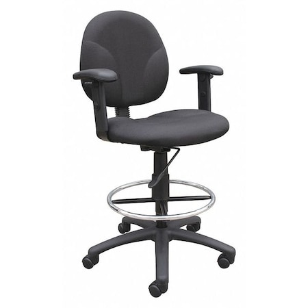 Boss B1691 Drafting Chair, Black Seat, Black Back, 25" W 25" L 49-1/2" H, Adjustable, Fabric Seat B1691-BK