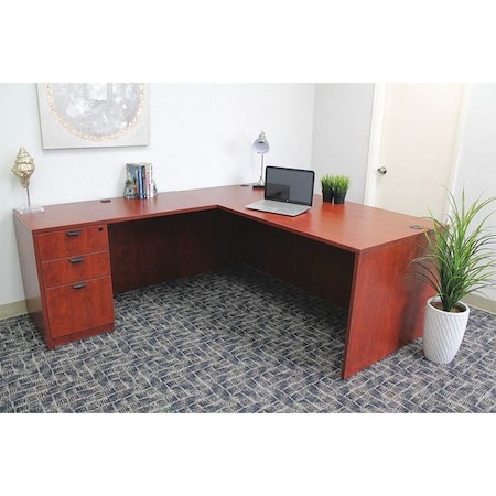 Boss 3 Drawer L-Shaped Office Desk, Mahogany GROUPA10-M