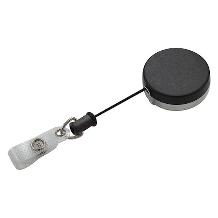 Lucky Line Badge Reel, Black/Chrome, Nylon Cord, 3/4" G424