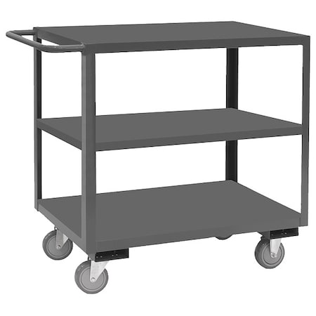 Zoro Select Utility Cart with Flush Metal Shelves, Steel, 1,200 lb Load Capacity, 3 Shelves, 36 1/4 in L RSC-1830-3-ALD-95