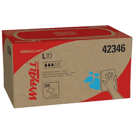 Wypall Wypall L10 Disposable Towels 42346 Lightweight 1 Ply Pop-Up Box White 24 250, PK24 42346