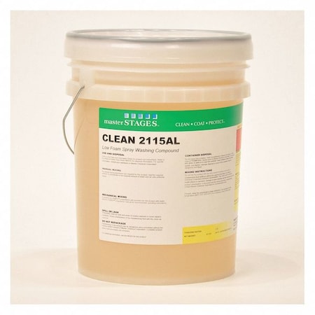 Master Stages Cutting Fluid, Clean 2115AL, 5 gal, Pail, Yellow CL2115AL-5G