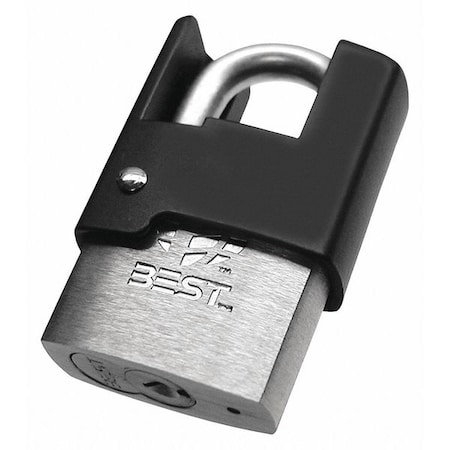 Best Padlock, Coreless, Partially Hidden Shackle, Rectangular Steel Body, Stainless Steel Shackle 21B721LSH
