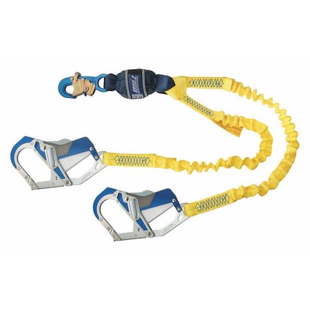 3M Dbi-Sala Force(TM)2 Shock Absorbing Lanyard, 6 ft. Length, Snap Hook, Aluminum, 2 Leg(s) 1246415
