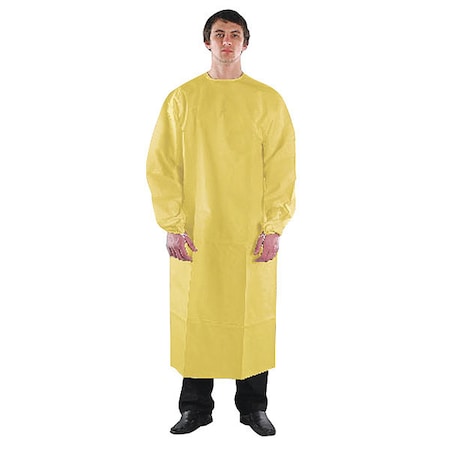 Ansell Gown, Polyethylene, Bound, 2.7 mil, 66 in, Yellow, XL, 50 PK 68-2300