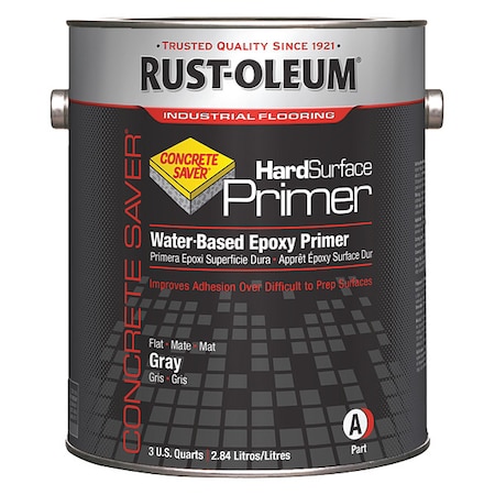 Rust-Oleum Epoxy Primer, Gray, Flat, 3.75 qt, 250 to 350 sq ft/gal 313973