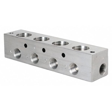 Parker Manifold, Anodized Aluminum, 6 Outlets 4A206