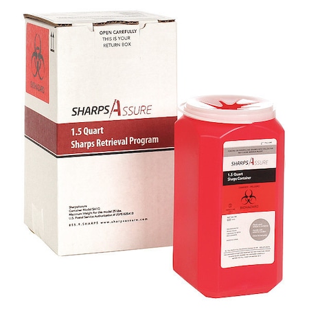 Sharps Assure Sharps Container, 1/4 gal., Red, Snap Lid SA1Q-12
