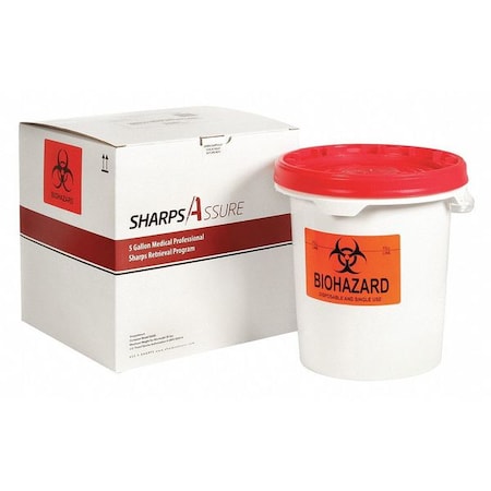 Sharps Assure Sharps Container, 3/8 gal., Red, Snap Lid SA5G