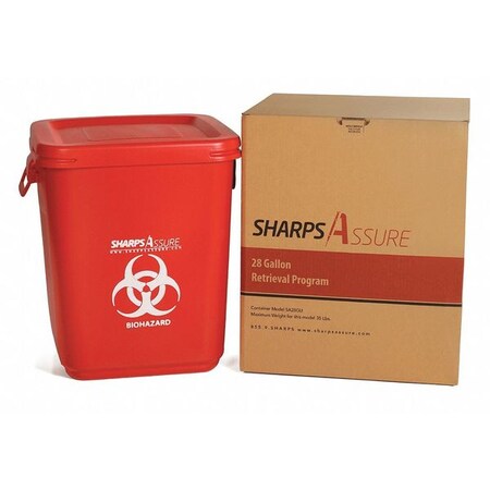 Sharps Assure Sharps Container, 1-1/4 gal., Red, Snap Lid SA28GU