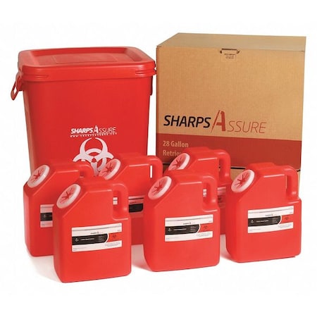 Sharps Assure Sharps Container, 1-1/4 gal., Red, Snap Lid SA28GU-2G