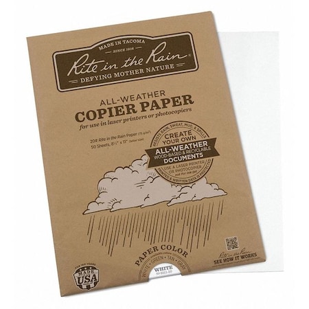 Rite In The Rain Laser Paper, 8-1/2" x 11" Sheet Sz, PK50 8511-50
