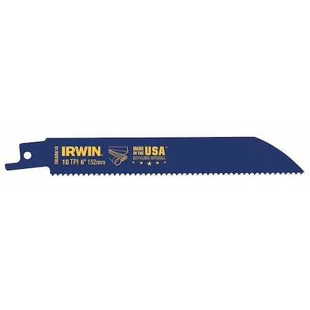 Irwin 6 in L x 10 TPI Reciprocating Saw Blade, 5 PK 372610