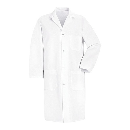 Red Kap Lab Coat, Cotton/Polyester, 3 Pockets, Snaps 5080WH RG L