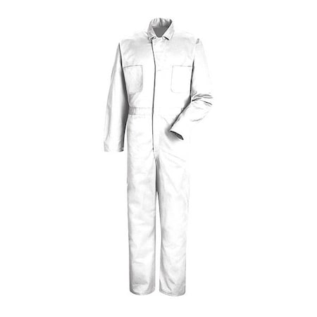 Red Kap White Cotton Coveralls, 100% Cotton, Twill, 31-1/2" Inseam, White, 44 Regular CC14WH RG 44