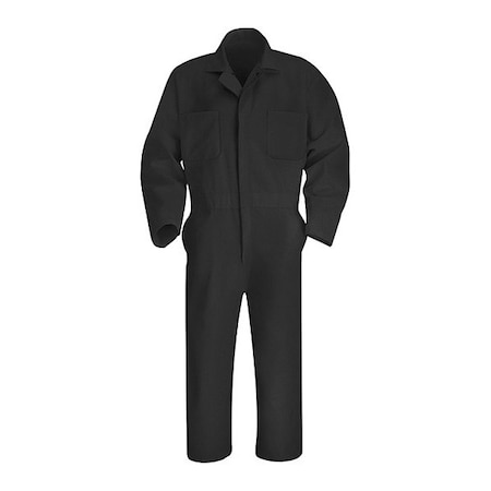 Red Kap CT10 Mns Ls Action Back Coverall, Cotton/Polyester, 7.25 oz Fabric Weight, Black, 50 Regular CT10BK RG 50