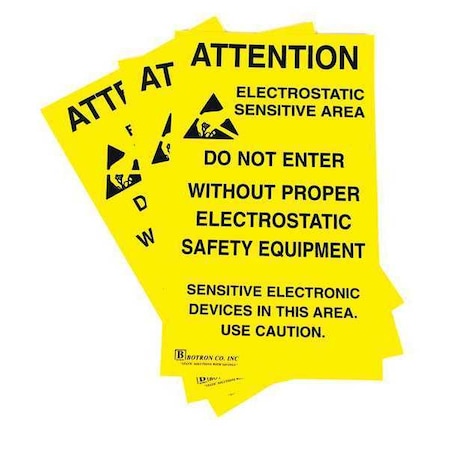 Botron Co ESD Zone Adhesive Sign 1.4ftx11in, PK5 B6717 | Zoro
