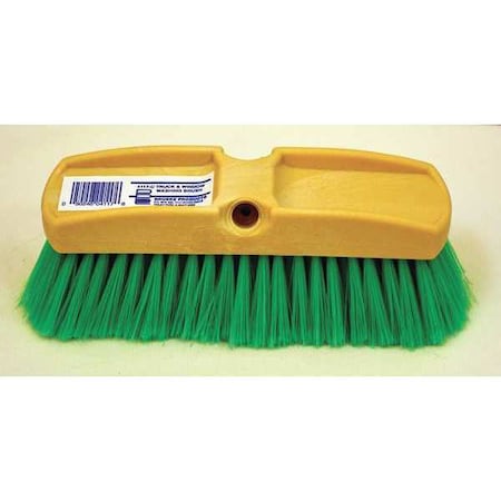 Bruske Products 10" Wash brush, green nylon flagged bristles, poly block 4117-C