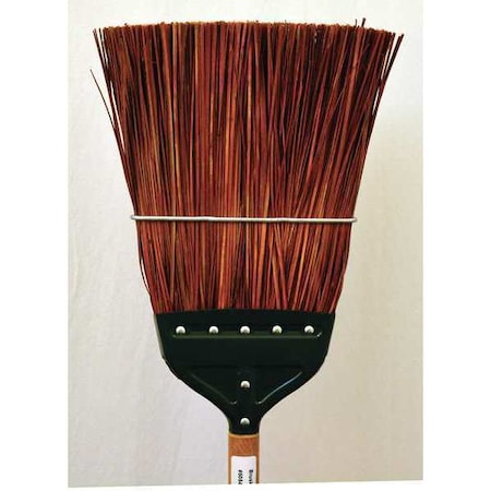 Bruske Products Metal cap upright broom, natural stiff bristles, hardwood Handle 50541-R