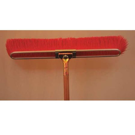 Bruske Products 23" Red floor brush, 60" bolt-on hardwood hanlde, semi-smooth surfaces 2114-CW