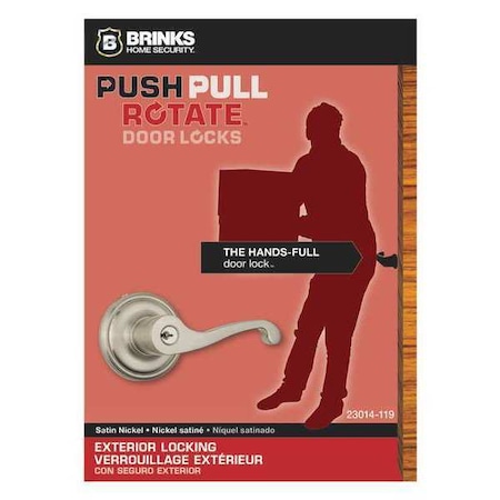 Brinks Home Security Glenshaw Keyed Entry PPR Lever Sn Nickel C23104RH-119